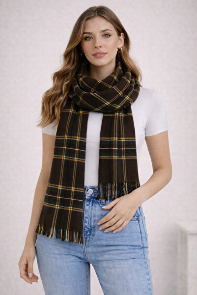 MİHALİÇ Kadın Ekose Desenli Yumuşak Dokulu Kışlık Şal / Atkı