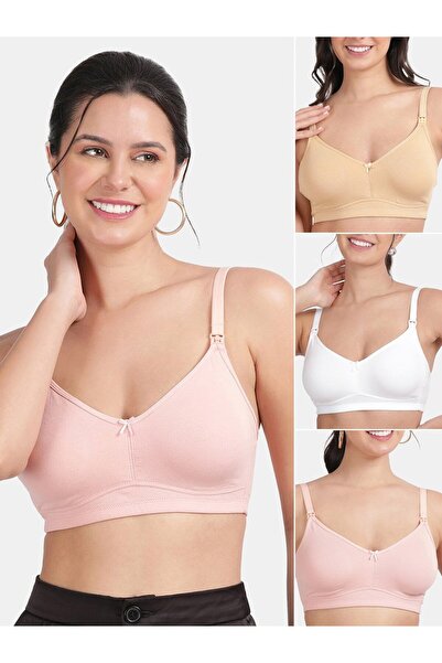 Envie By Styli Pack of 3 - Non-Padded Non-Wired Comfort Maternity Bra