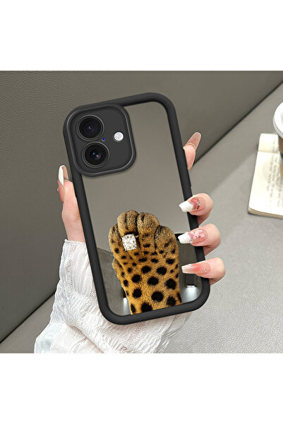 ucuc حافظة سيليكون سوداء مقاومة للسقوط متوافقة مع آيفون 16 مع أنماط الفهد على...