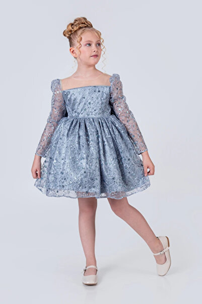 vestitino Rochie de seara pentru fete din tul cu paiete model umflat 3-12 ani