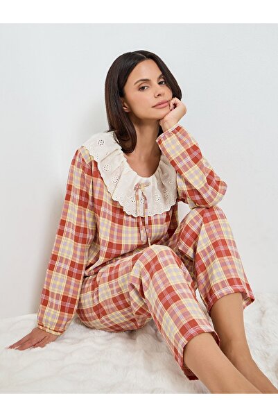 Styli Check Patter Tops&Pants Pajama Long Sets