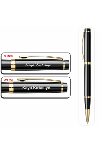 Scrikss İsminize Özel 38 Siyah Altın Klips 3 Lü Dolma Kalem & Tükenmez Kalem ...