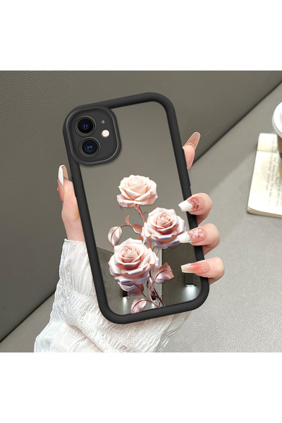 ucuc حافظة سيليكون سوداء مقاومة للسقوط متوافقة مع هاتف iPhone 12 بأنماط وردية...