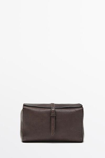 Massimo Dutti Napa deri seyahat bakım çantası