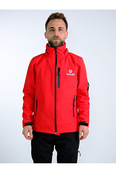OUTDO Premium Softshell Çıkarılabilir Kapüşonlu Mont Rüzgar Geçirmez Su İticidir