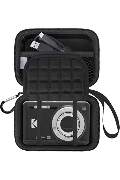 Lacdo حقيبة حمل كاميرا كوداك بيكسبرو FZ55 / FZ45 / FZ53 / FZ43 الرقمية بدقة 16 ميجابكسل، أسود + أسود