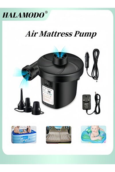 HALAMODO مضخة هواء كهربائية للنفخ، مضخة هواء سريعة التعبئة للمراتب مزودة بثلا...