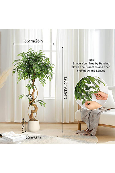 ZVEZVIA شجرة اصطناعية بطول 120-180 سم بأوراق نابضة بالحياة لتزيين المنزل والم...