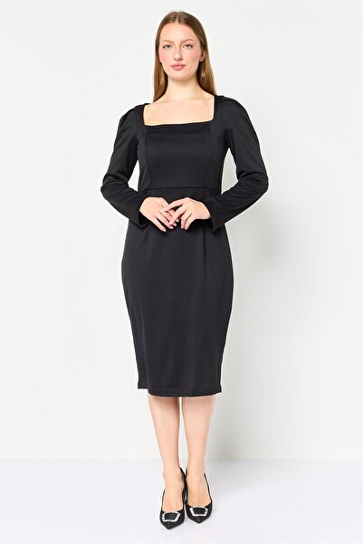 freesoul Women Solid Midi Dress, Black