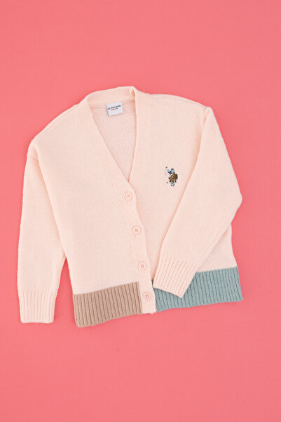 U.S. Polo Assn. كارديجان تريكو وردي فاتح للفتيات 50316267-VR078