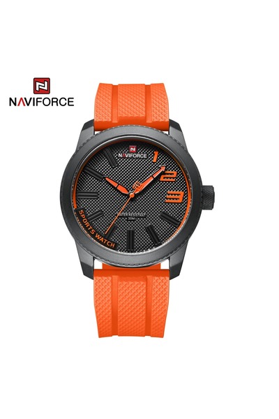 Naviforce Sport Waterproof Watches for Men Casual Quartz Wristwatch Silicone Band (Orange)NF9202T
