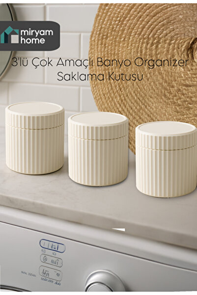 ATA HOME MiryamHome 3’lü Kapaklı Çok Amaçlı Kulak Pamuğu ve Makyaj Düzenleyic...