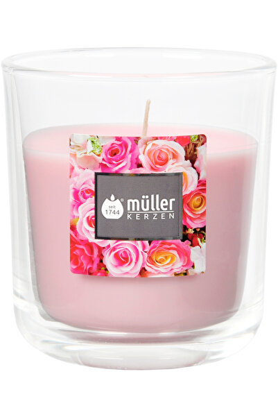 Mueller kerzen Αρωματικό κερί σε γυάλινο δοχείο 88/80 mm ΡΟΖ