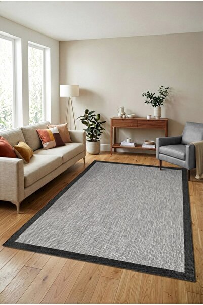Adalizza Çerçeveli Bohem Dokunuşlu Doğal Tonlarda Modern Sisal Siyah Gri Renk...