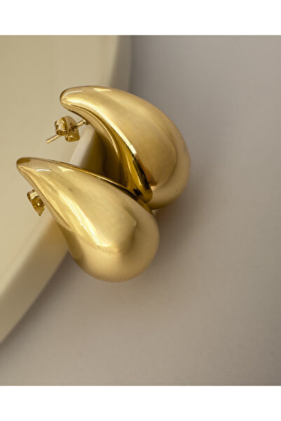 Samu Accessories أقراط فولاذية على شكل قطرة سائلة - قطرة سائلة ذهبية