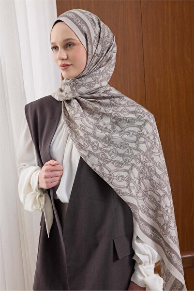 Silk Home Viskon Mayda Shawl Cream Chain Patterned Tok Posture Correcting 190X70