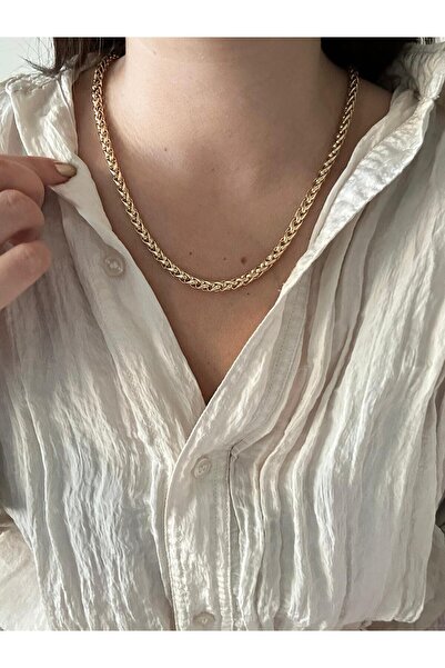 Charmist 14K Çelik Üzeri Altın Kaplama Burgu Zincir Kombin Kolye