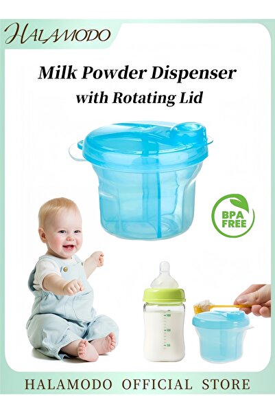 HALAMODO موزع حليب الأطفال المجفف بغطاء دوار، خالٍ من مادة BPA، علبة حليب مجفف مانعة للتسرب