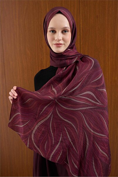 Silk Home Viscose Blend Shawl Plum Background Multi-Colored Patterned Tok Dur...