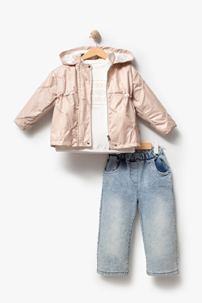 Jikko Baby 3-Piece Hooded Baby Girl Coat & Trousers Holiday Set 9083