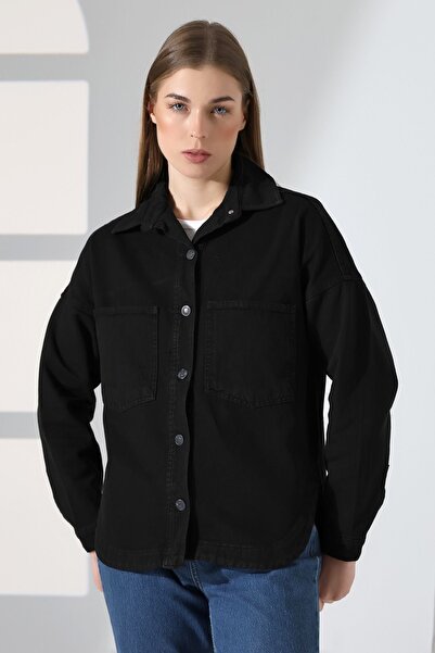 MARLİX Women's Washable Pocket Denim Jeans Blue Jacket