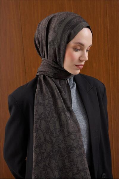 Silk Home Viscose Mayda Shawl Green with Brown Background Navy Blue Detailed ...