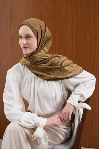 Silk Home Viscose Blend Shawl Khaki Background Multi-Colored Patterned Tok Du...