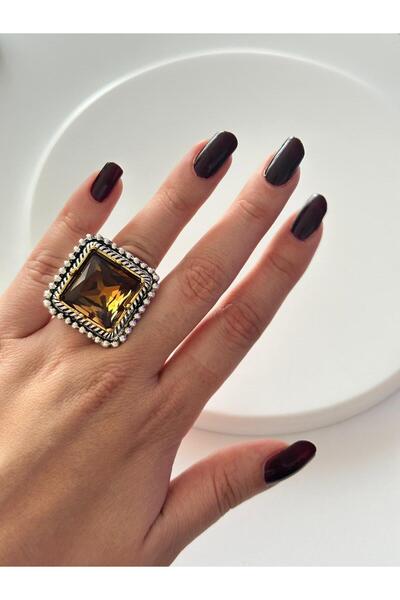 Charmist خاتم بتصميم خاص من حجر الزركون الكبير