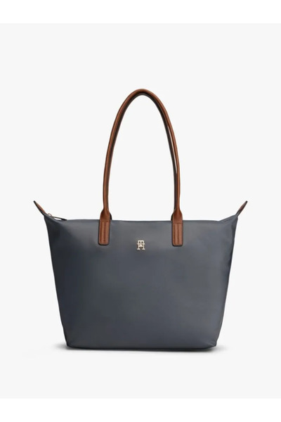 Tommy Hilfiger Women's Zippered Inner Pocket Metallic Th Logo Short Strap Gra...