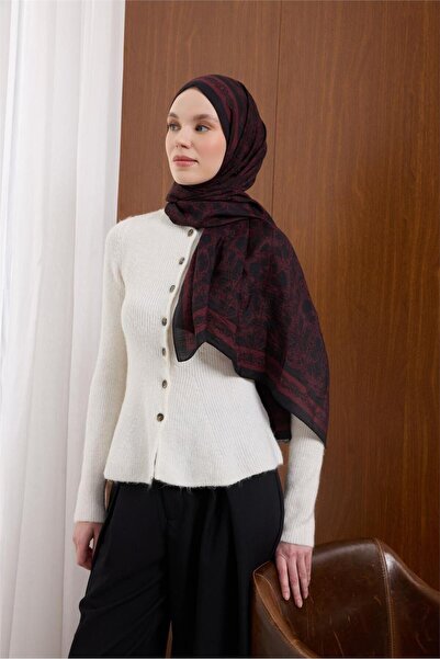 Silk Home Viskon Mayda Shawl Burgundy Chain Patterned Tok Posture Correcting ...