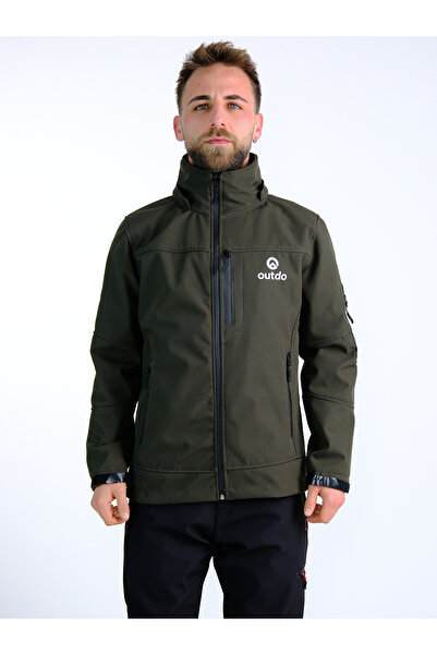 OUTDO Premium Softshell Çıkarılabilir Kapüşonlu Mont Rüzgar Geçirmez Su İticidir