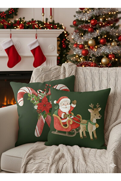 Dörtel Tedarik غطاء وسادة مزدوج الجوانب مطبوع رقميًا بسحاب على شكل غزال سانتا...