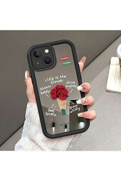 ucuc حافظة سيليكون سوداء مقاومة للسقوط متوافقة مع هاتف iPhone 13 بأنماط زهور ...