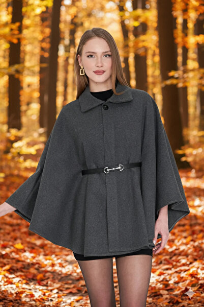 Modayıldızlar Morena Kadın Kemerli Kaşe Panço Milano Yeni Sezon