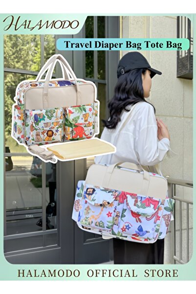 HALAMODO حقيبة حفاضات، حقيبة يد، حقيبة سفر أساسية للأطفال، حقيبة حفاضات متعدد...