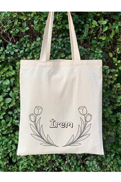 Cemira Kişiye Özel İsimli Lale Boyama Çantası | Boyanabilir Bez Çanta 35*40 cm