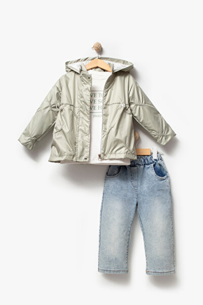 Jikko Baby 3-Piece Hooded Baby Girl Coat & Trousers Holiday Set 9083