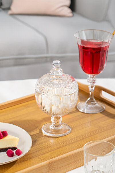 Porsima Sd09-Fgy-A Ayaklı Kapaklı Cam Şekerlik Sunumluk 250cc