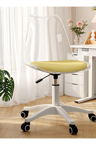 EqiEch 1-Piece Adjustable Swivel 360° Armless Acrylic Office Chair w/ wheels