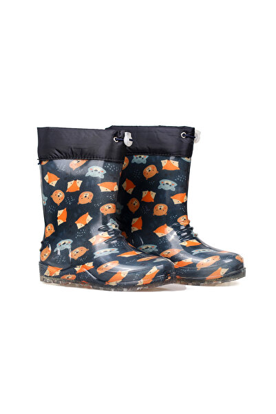 KAJILA Turuncu Figürlü Çocuk Yağmur Çizmesi, Su Geçirmez, Kaymaz Tabanlı, Kış...