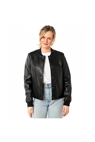 mauritius Women's Black Leather Jacket MWYele