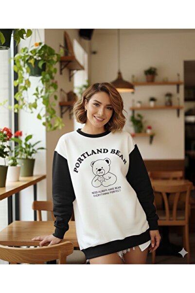 BW Bravely Wear سترة بورتلاند بير مطبوع النسائية ذات الأكمام الراجلان