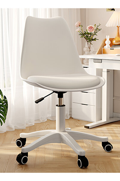 EqiEch 1-Piece Adjustable Swivel 360° Armless Acrylic Office Chair w/ wheels