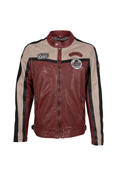 mauritius Geaca de Piele Barbati Rosu Inchis GMNigel