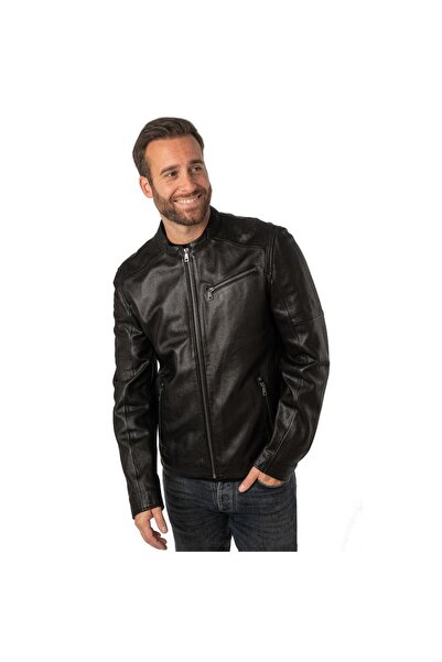 mauritius Men's Black Leather Jacket MMComao