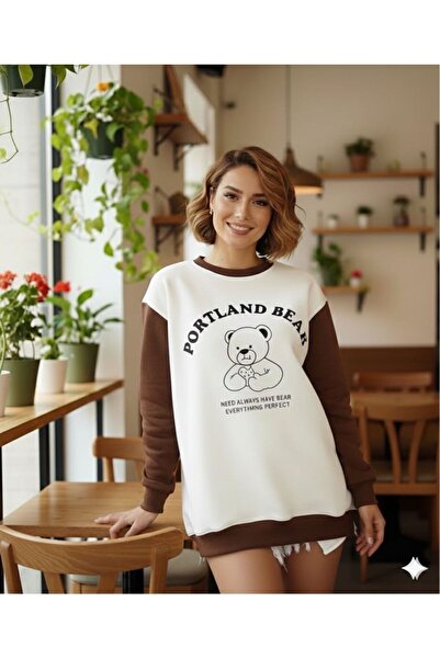 BW Bravely Wear Portland Bear Printed Reglan Sleeve Women's Sweatshirt