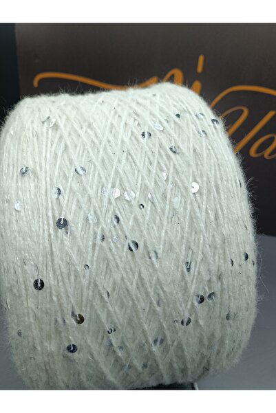 Pİ Yarn İri ve sık pullu moher 300 gr el örgü ipi ekru