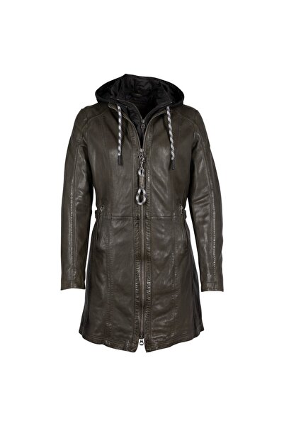 mauritius Women's Long Leather Jacket Olive GWMargo