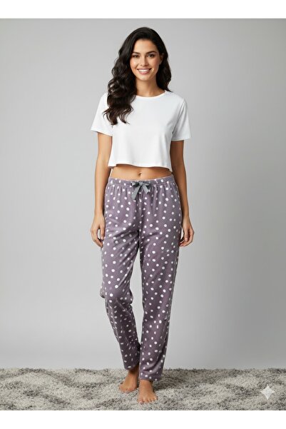 Lady Queen French Velvet Elastic Waist Pajama Bottoms