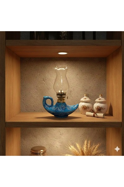 ESKİ YENİ ANTİK Mavi Vintage Gaz Lamba